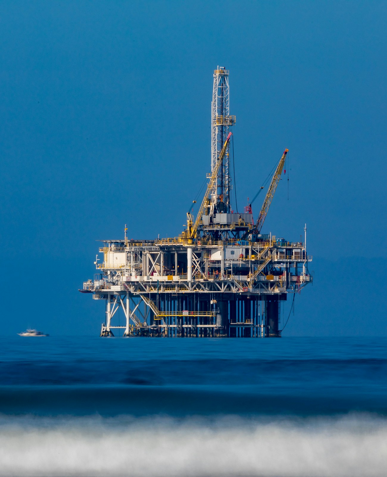 Offshore oil and gas platform at sea, in Trisage brand duotone